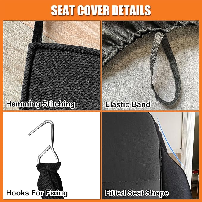 Truck Seat Cover Compatible with 1992-1998 Ford F-150 F-250 F350 Front/Rear Solid Bench with Molded Headrests and NO Center Armrest, XL/XLT/Eddie Bauer/Nite/SVT Lightning/Lariat Seat Cover