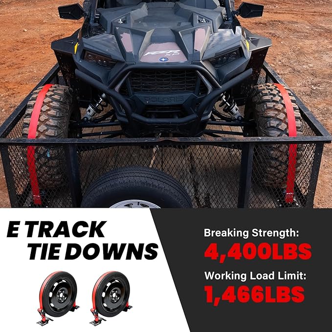 2 Pack E-Track Ratchet Straps, 2" x 8' Heavy Duty Cargo Tie-Downs, 4400LBS Break Strength, Standard E Track Fitting Tie Down, Ultimate Heavy Duty E Track Cargo Strap System for Trailer, Truck