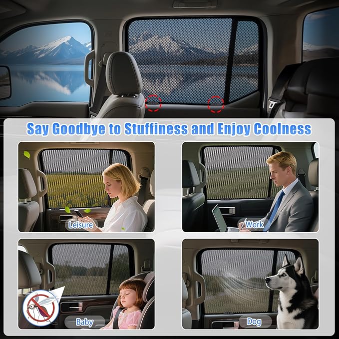 ZATOOTO Car Window Shades Civic 2016-2021 for Rear Window 2Pack car Shades for Back Windows Baby & Pet | Blocks 99% UV Rays & Heat | Breathable Mesh for Privacy & Bug Protection | Camping & Travel