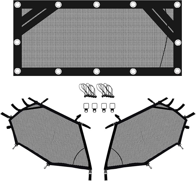 Window Net Roll Cage Mesh Net Guard Front Rear Right and Left Window Shade Shield Cover Door Scratch Prevention Compatible for UTV Polaris RZR 570 800 1000 900 RZR XP Turbo 2015-2019 2 Seater