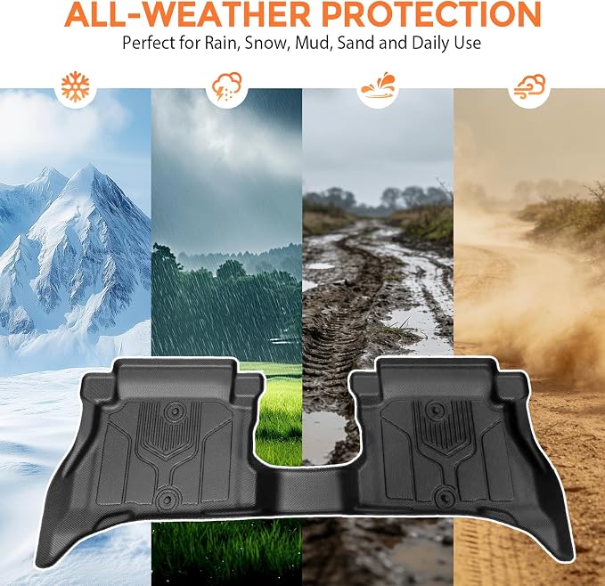 Floor Mats for Jeep Wrangler 4XE 4 Door 2021-2026 (Not for JL, JK or 2 Door), Custom Fit Heavy Duty TPE All Weather Protection, Waterproof Non-Slip Black Car Liners (Two-Row Floor Mats)
