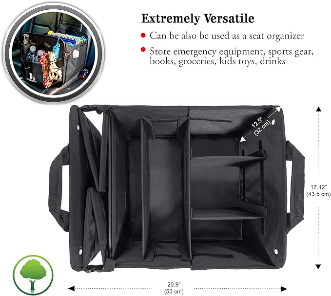TRUNKCRATEPRO Save 15 per cent off bundle of 2 collapsible portable multi compartments trunk organizer (1 XL Black and 1 regular red organizer)