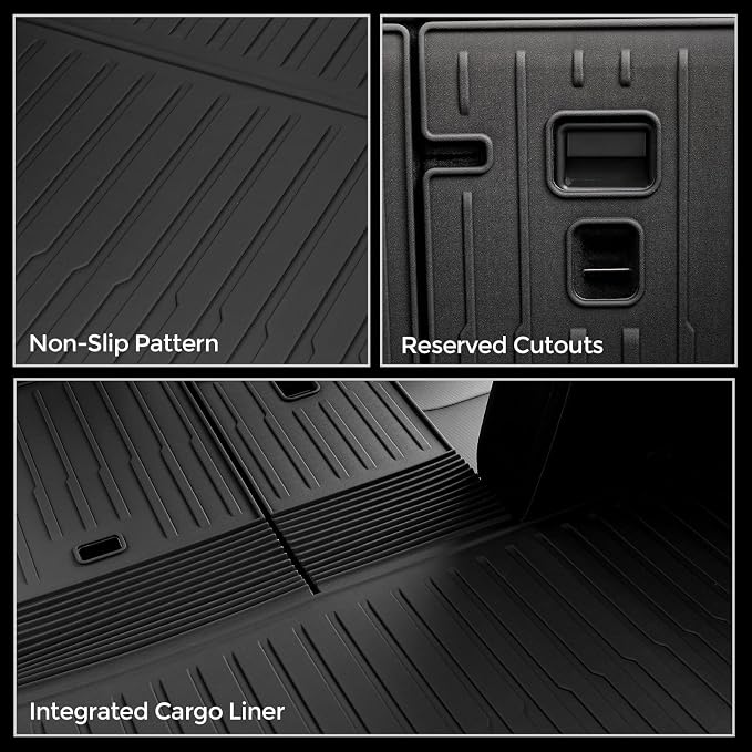 Cargo Mat for 2025 2026 Tesla Model Y Juniper Accessories (Not fit Standard), Full Coverage All Weather Trunk Cargo Liner with Backrest Protectors for Model Y 5 Seats