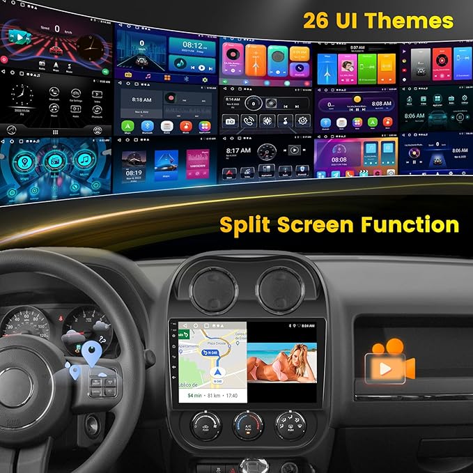 [HiFi] Hikity Android 15 Car Stereo for Jeep Patriot Compass 2010-2016, 10.1'' Touchscreen Compass Radio Wireless CarPlay Android Auto Mirror Link, Bluetooth Audio FM Radio 5G WiFi/EQ GPS Backup Cam