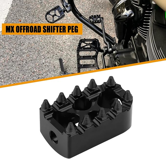 Wide Foot Pegs MX Mini Floorboards Footrest Gear Shifter Peg for Harley Dyna Street Bob Sportster 883 Touring Road Glide Street Glide Fat Boy With Male Mount (Black)