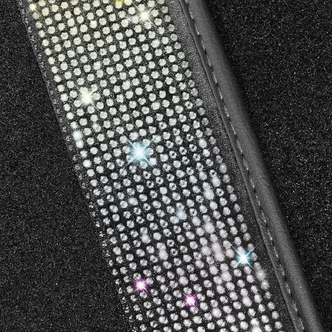 NBTEPEM Multicolor Bling Car Floor Mats Full Set, Universal Fit Most Cars,SUV, Trucks, 4 pcs Sparkle Glitter Diamond Carpet for Women Girls with Anti-Slip Pad (Colorful Diamond)