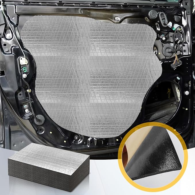VOISEN Sound Deading Material for Cars,394 mil(10mm) 21 sqft Sound Deadening,Aluminum foil Foam Automotive Sound Deadener,Noise Insulation and Vibration Dampening Material 19 Pcs