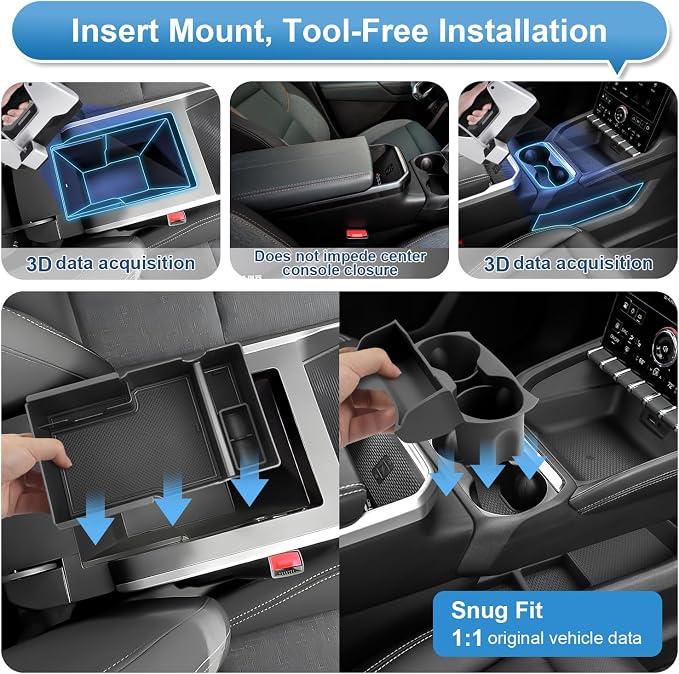 (3Pack) Coleya 2025-2027 Terrain Center Console Organizer&Cup Holder&Lower Console Organizer, for GMC Terrain (Elevation/Denali/AT4) Durable Anti-Slip Console Tray Insert 2027 2026 Terrain Accessories