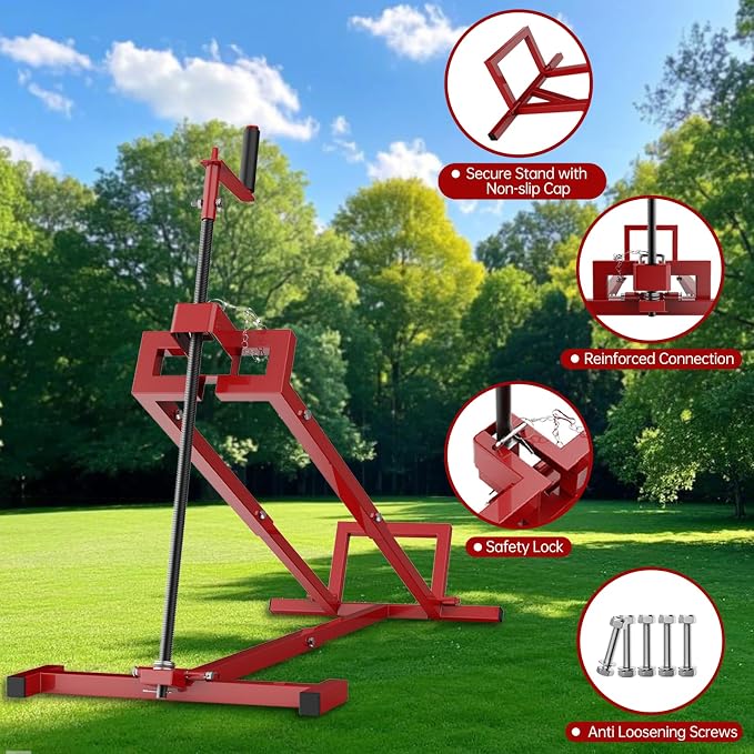 Lawn Mower Lift Jack, Telescopic Maintenance Jack for Riding Lawn Mowers, Zero Turn Mowers and Garden Tractors, Foldable Easy Lift with Crank Handle and Power Tool Handle, 880 Lbs Weight Capacity