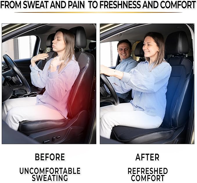 ZONETECH Black Cooling Car Seat Cushion 4-Pack 12V Automotive Adjustable Temperature Comfortable Cooling Car Seat Cover