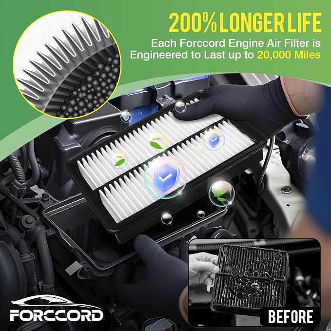 Engine & Cabin Air Filter Fit for 2013-2023 CX-5, 2014-2018 Mazda 3, 2014-2021 Mazda 6 (Not Turbo!) Activated Carbon Cabin Filter Replace#CF11811 CA11259 Car Accessories