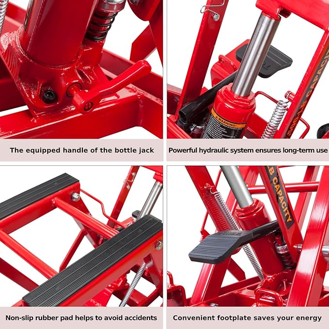 BIG RED 1500 lb Hydraulic Motorcycle Lift Jack: Powersports Lift Jack Stand Table for ATV, Dirt Bike, UTV and Snowmobile
