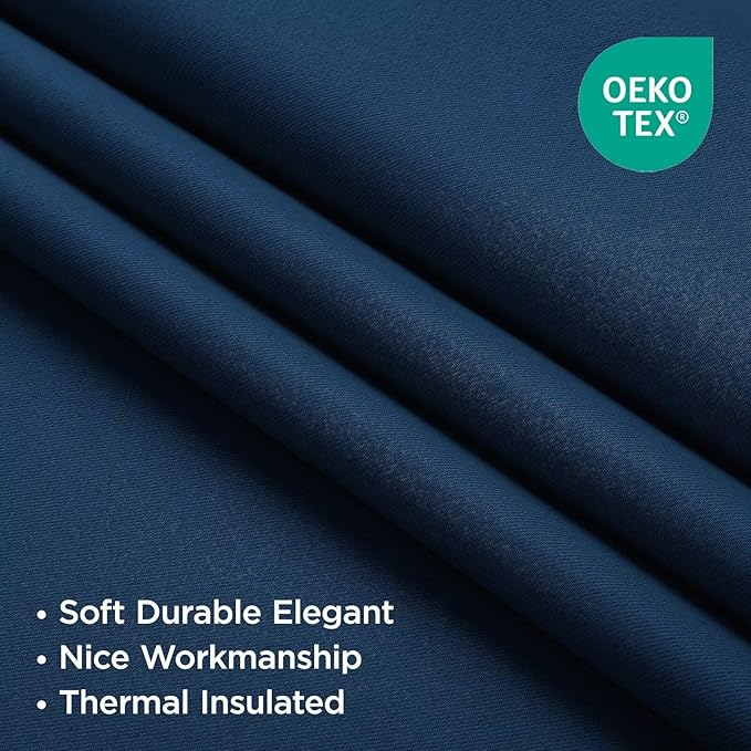 Joydeco Blackout Curtains 108 Inches Long, Thermal Insulated Black Out Curtains 2 Panels Set, Room Darkening Drapes for Living Room Window Rod Pocket Back Tab (W52 x L108 Inch, Navy Blue)