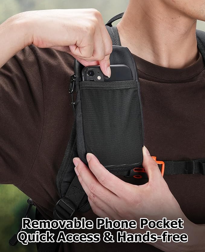 NOOLA Hydration Backpack with 3L Water Bladder - 25L Water Backpack for Hiking, Cycling, Running, Biking - Lightweight Hiking Pack Bag with Rain Cover, Phone Holder and Trekking Pole Holders, Black