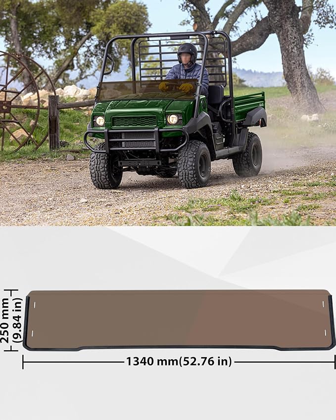 SAUTVS Dark Tinted Front Half Windshield for Kawasaki Mule 4000 4010, Lightly Durable Poly Half Windscreen for Kawasaki Mule 4000 4010 2009-2026 Accessories