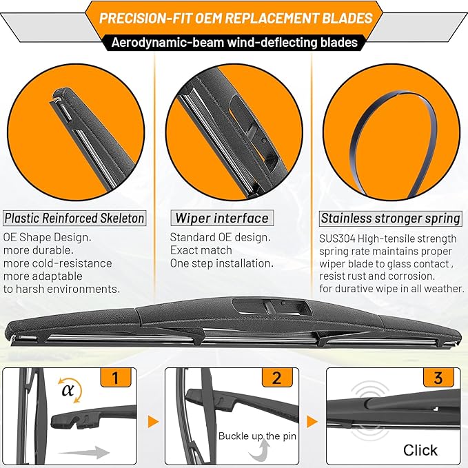AUTOBOO 26"+17" Windshield Wipers Blades Replacement for Honda HRV HR-V 2023-2025 with 12 Inch Rear Wiper Blade -Original Factory Quality (Pack of 3)