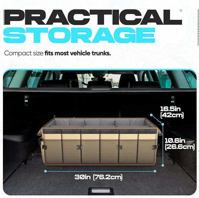 FORTEM Trunk Organizer For SUV Car Trunk Organizer, Foldable Storage, Car Accessories for Women Men, Collapsible Bag, 600D Oxford, Non Slip Bottom, Straps, Soft Cover (85L)