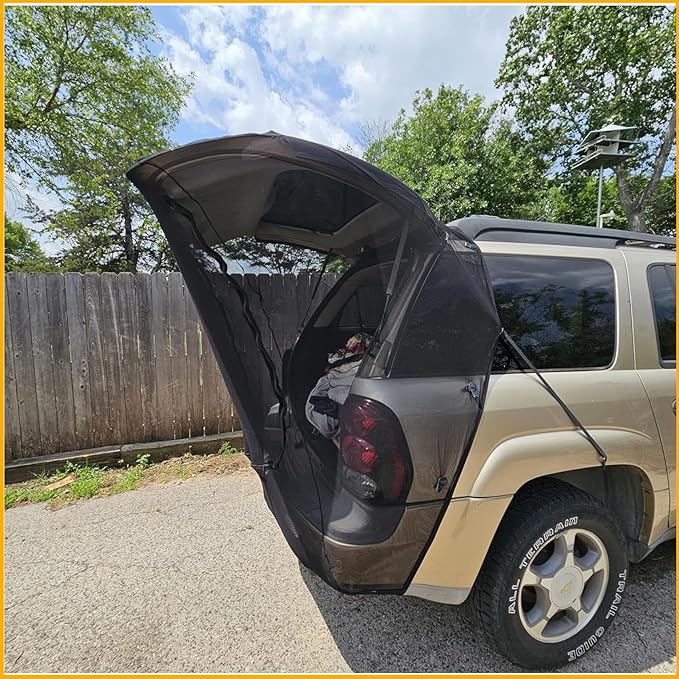 Car Tailgate Door Magnetic Screen Mesh for SUV Trunk, Camping Net Screens for Car Tent, Closed with Double-Ended Zipper, Protection B-u-g-s and UV Net, Breathable Mesh Cover (Extra Large)