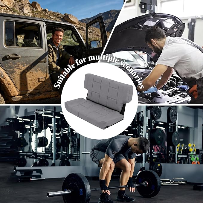 Custom Seat Covers for Jeep Wrangler TJ 1997 1998 1999 2000 2001 2002 Heavy Duty Cloth Protector Interior Accessories，Waterproof & Machine Washable, Foam Padded - Gray（Rear）