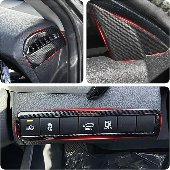 Interior Trim Kit for 2018-2024 Toyota Camry, Air Outlet Trims Steering Wheel Cover molding Gear Shift Knob Cover(Carbon Fibre Style)