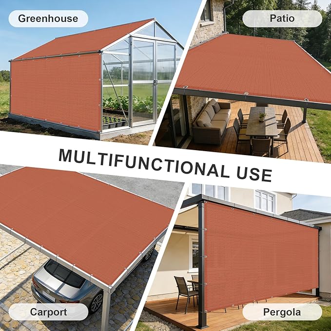 Cool Area Sun Shade Cloth with Grommets 13×19 FT Shade Panel Shade Tarp Screen Fabic for Outdoor Patio Pergola Cover Deck Garden, Terra Red (Customized)