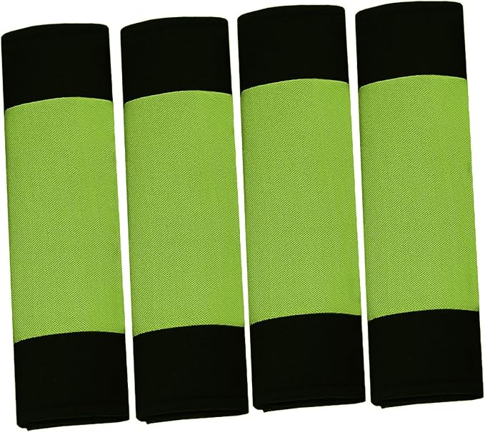 FH Group Car Seat Covers Flat Cloth Front Seats Only Green Automotive Seat Cover, Airbag Compatible Universal Fit Interior Accessories Cars Trucks SUV Combo Steering Wheel Cover & Seat Belt Pads