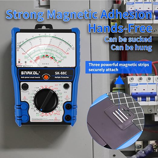 Analog Multimeter SK-88C,Pointer Multimeter，External Magnetic Multimetro,AC DC Volt 2500V,DC Current 10A,Rx 100K,Batt Tester,Diode/LED Testing,Remote Control Detection,11 Function,24 Range