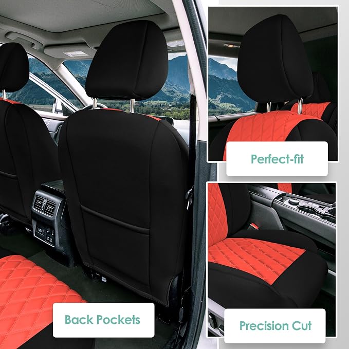 FH Group Custom-Fit Car Seat Covers Specifically Made for 2021-2026 Nissan Rogue, Front Set Red Ultraflex Neoprene Waterproof Automotive Seat Cover