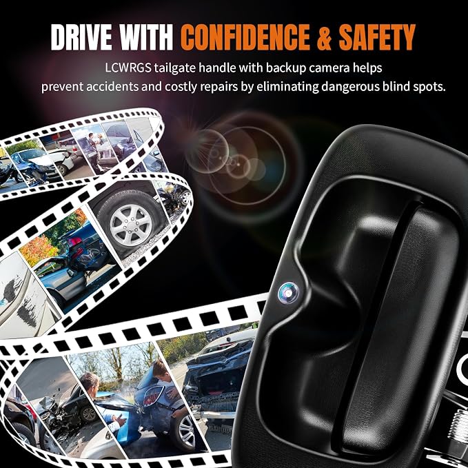 LCWRGS Tailgate Latch Handle Bezel Trim Kit with Backup Camera OE# 15228539 | Fits for 1999-2006 Chevy Silverado GMC Sierra 170° Wide-angle Night Vison Waterproof Easy Installation Rear View Camera
