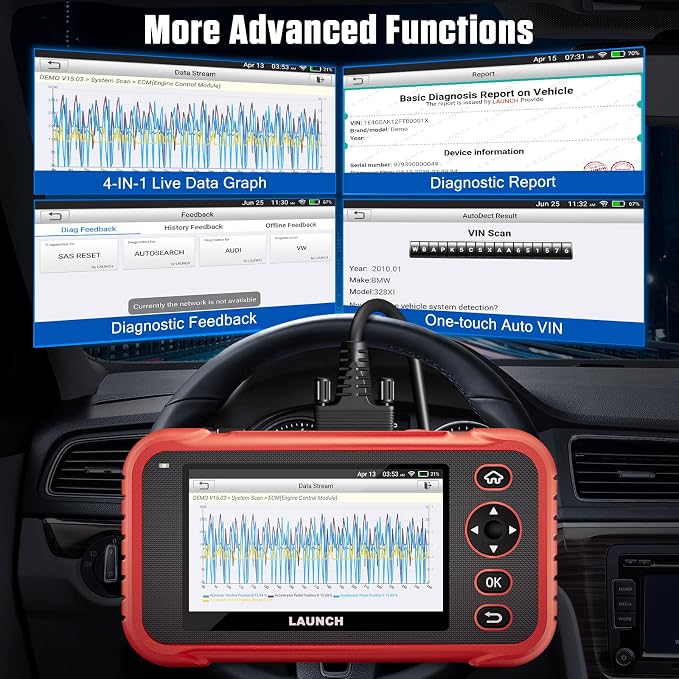 LAUNCH CRP129I OBD2 Scanner, 2026 FCA AutoAuth, Next-Gen, 8 Resets Oil/EPB/SAS/TPMS/BMS/Throttle/DPF Reset/Injector Coding, ABS SRS Transmission Engine Code Reader, Lifetime Free Update