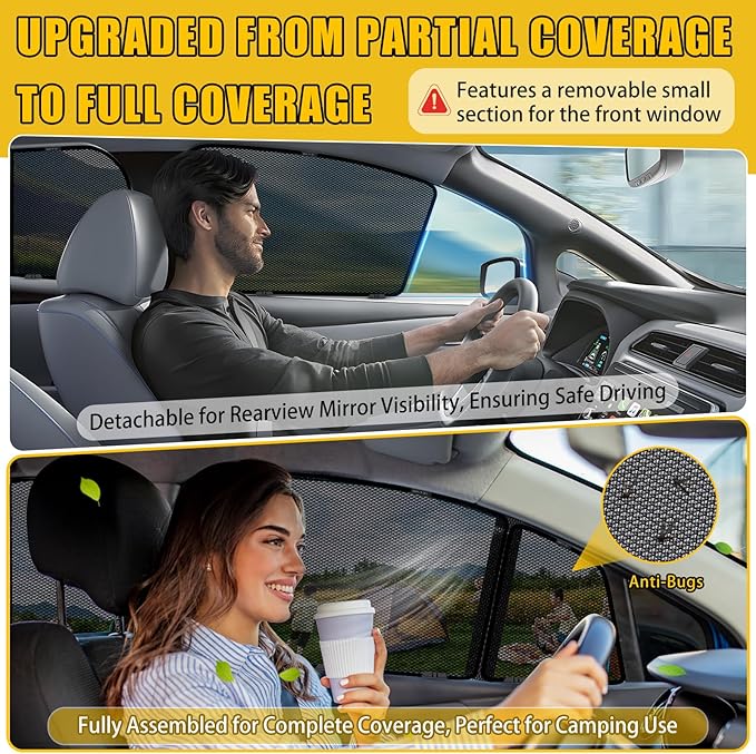 ZATOOTO Car Window Shades for Toyota RAV4 2019-2024, Side Window Covers Split-Front Design with UV Protection, Privacy Breathable Mesh for Ventilation, Dust Protection Perfect for Camping, Baby Safety