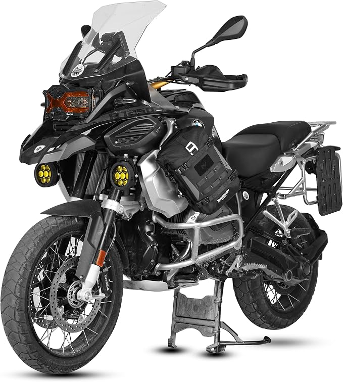 Motorcycle Crash Bar Bag 7L Waterproof Motorbike Side Pannier Bag with MOLLE System Tail Luggage for Adventure Touring Bikes Black 1pc