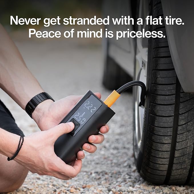 STATIK TireHero Car Tire Inflator Portable Air Compressor - 150 PSI, Electric Air Pump for balls, Bike Pump, Inflatables, Paddleboard, Air Mattress, Car Emergency Safety Kit w/Flashlight