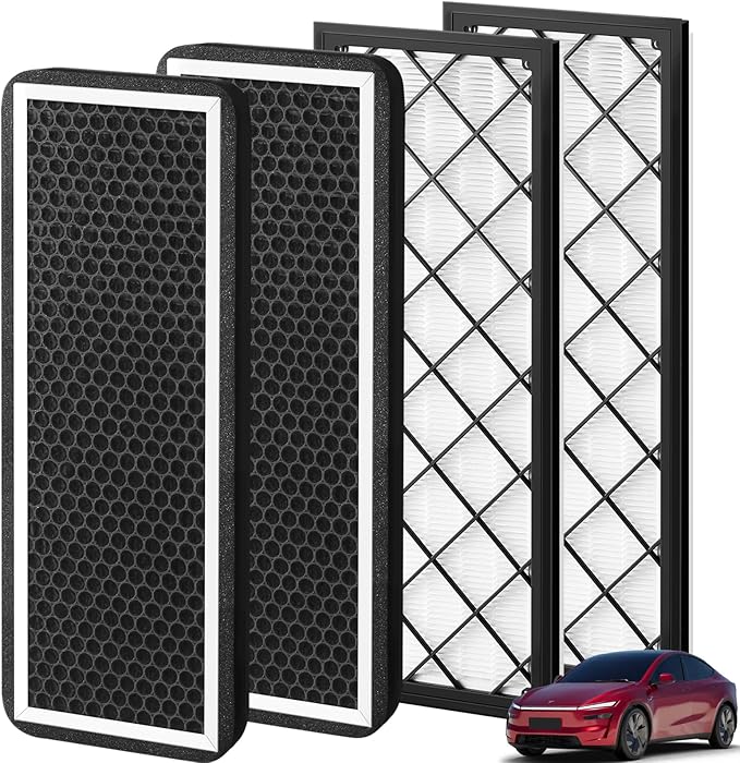 4PCS HEPA Cabin Air Filter for Tesla Model Y 2022-2026, Air Intake Filter with Activated Carbon, Replacement Filters for Model Y High Efficiency Filter Kits