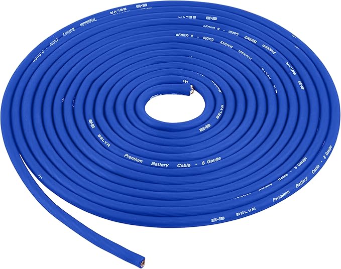 Belva True 8 Gauge AWG Premium CCA Complete Amplifier Wiring Kit with OFC 2-Channel RCA Cable - BAK82BL Blue