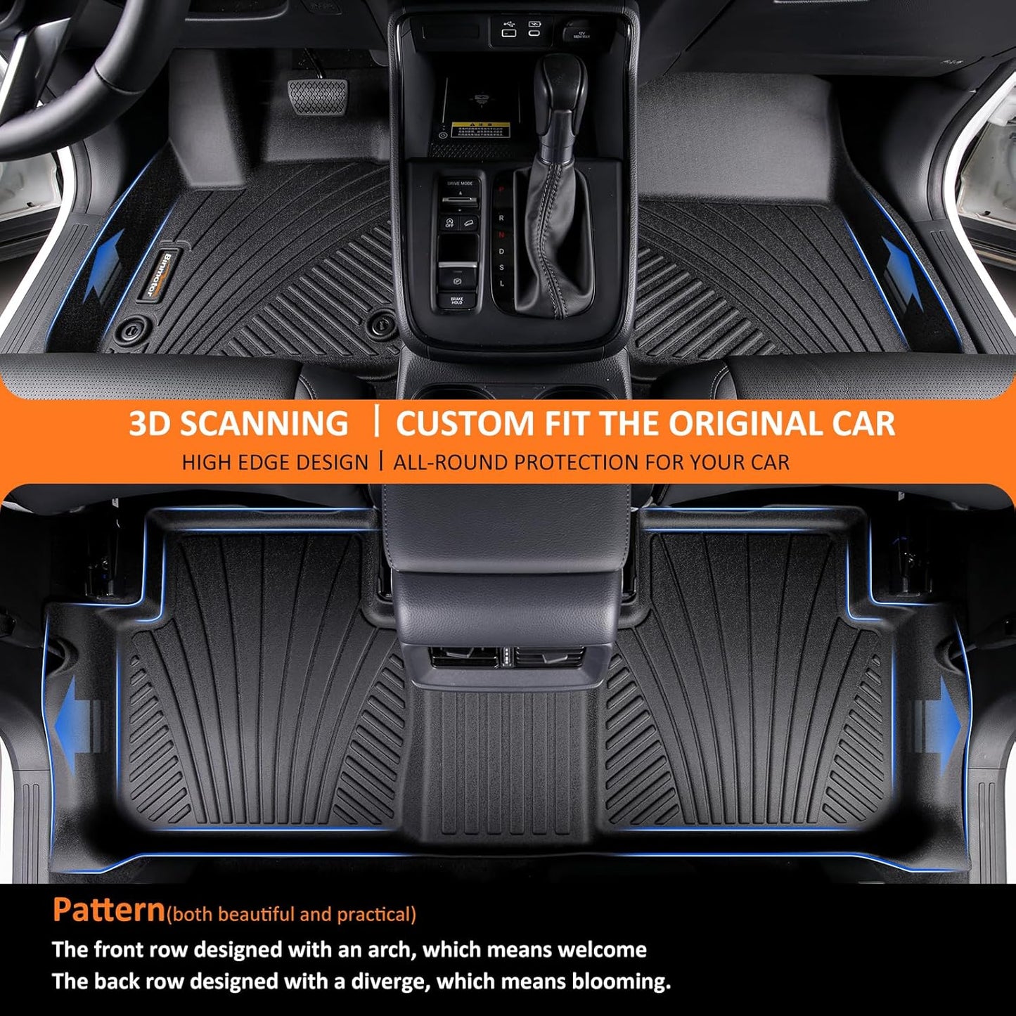 Binmotor-Floor Mats with Upper Cargo Liner for Hyundai Venue 2020-2025, All Weather Car Floor Mat for Hyundai Venue SE/SEL/Limited Accessories (Cargo Mat for Top Position)