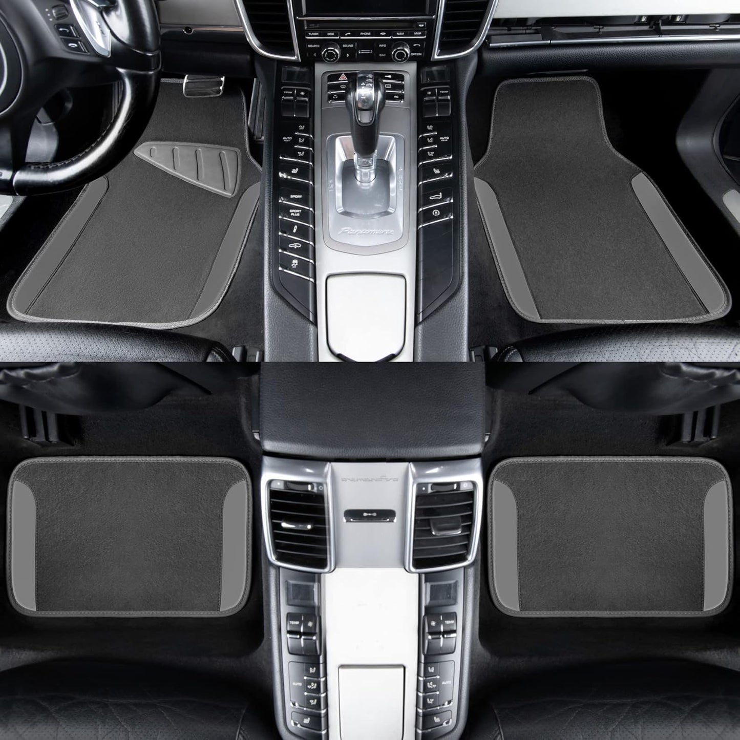 CAR PASS Waterproof Universal Fit Car Floor Mats, Car Mats Fit for SUV,Vans,sedans, Trucks,Set of 4pcs Car Carpet with Driver Heel Pad (All Gray)