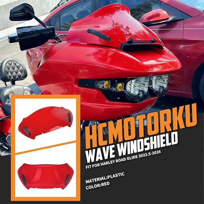 10" Windshield Windscreen Wind Splitter Fit For Harley Road Glide 2023.5-2026 Red