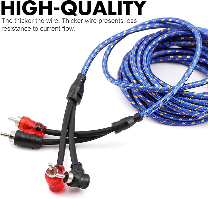 1/0 Gauge (0 AWG) Pure OFC Amplifier Wiring Kit 6000W - Heavy Duty Car Audio Power Cable with Fuse Holder & RCA | for High Power Subwoofer & Big 3 Upgrade | Verify 0.33" OD Fits Your Amp