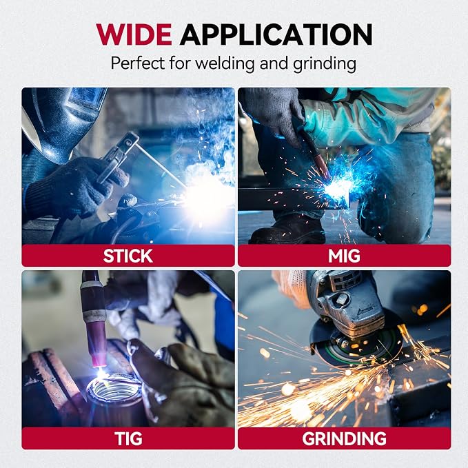 ARCCAPTAIN Large Viewing Screen 3.93"X3.66" Welding Helmet, True Color 1/1/1/1 Solar Power Auto Darkening Welding Hood with 4 Arc Sensor, Wide Shade 4/5-9/9-13 for TIG MIG ARC, Shark