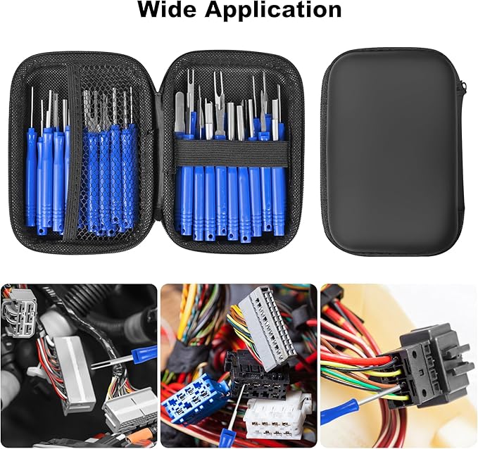 Kikerike Terminal Removal Tool Kit 36 Pcs Depinning Tool Electrical Connector Pin Removal Tool Kit Pin Extractor Tool Set Wire Terminal Release Tool for Automotive Car Household Devices - Blue