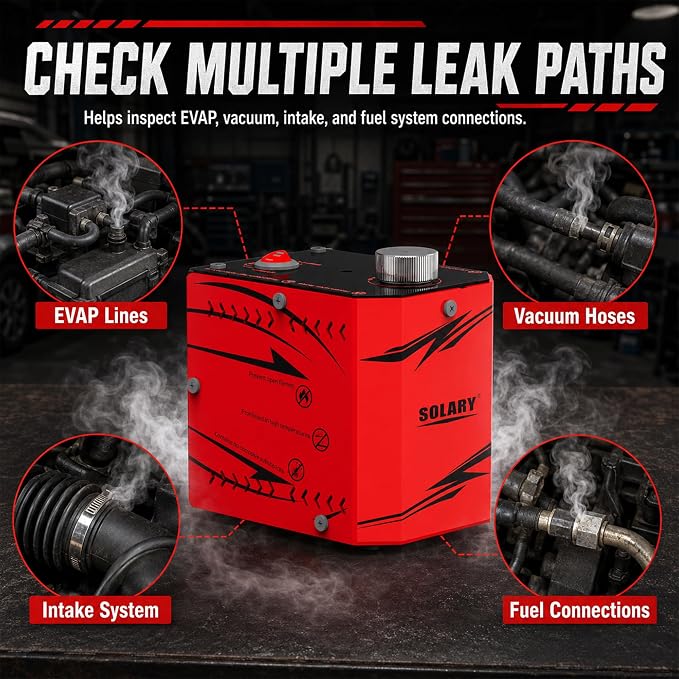 Solary Smoke Machine Automotive Vacuum:5 PSI Automotive Leak Detector, Fast Engine & Exhaust System Leak Detection for Used Car Buyers – Essential Pre-Purchase Car Inspection Tool