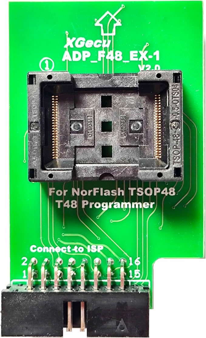 TSOP48 Adapter ADP_F48_EX-1 V2.0 for Nor Special Adapter for with Xgecu T48 Only Use On T48 Programmer (TL866-3G) ICS Flash Socket Chip Reader Writer Programmer