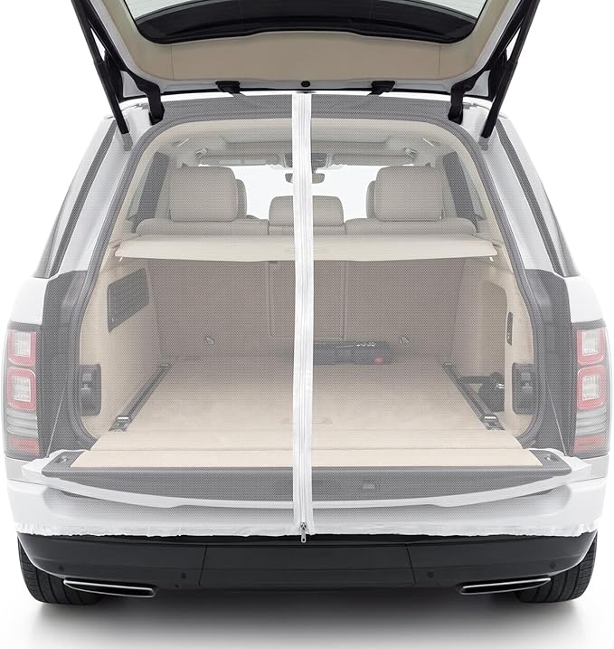 Yahenda SUV Tailgate Mesh Screen for Camping, Car Tailgate Tent Shade, Breathable Bug Screen with Magnetic Design, UV Protection Privacy Cover, Car Camping Accessories(Large,Half Wrap,White)