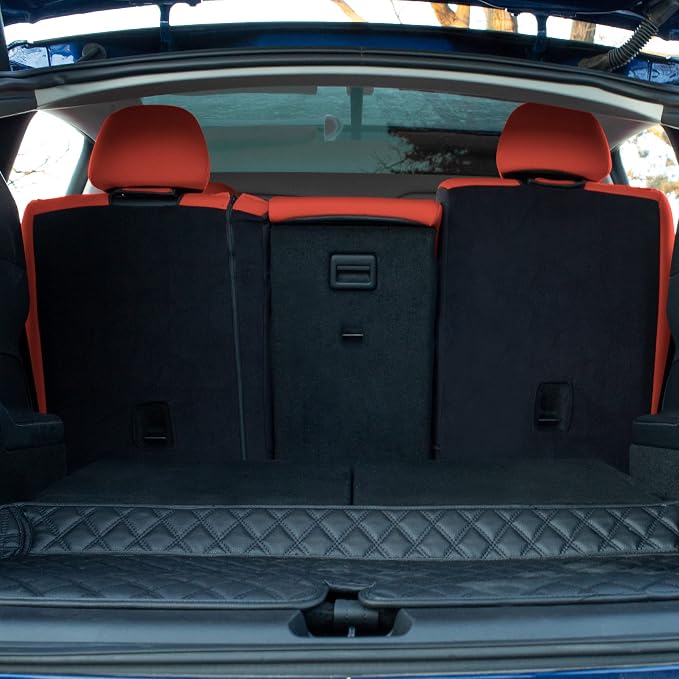 FH Group Custom Fit Car Seat Covers Specifically Made for 2020-2025 Tesla Model Y Ultraflex Neoprene Water Resistant Automotive Seat Covers - Rear Set Solid Red