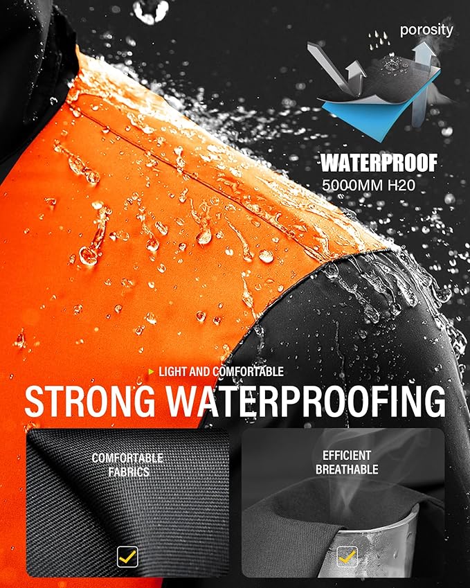 iCreek Rain Suit Waterproof Jacket and Pants Hi Vis Raincoat for Men and Women Reflective Outdoor for All-Sport Work