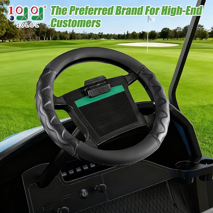 10L0L Golf Cart 14" Steering Wheel Cover for Club Car DS Precedent and Yamaha Models, Breathable Rubber Leather Materials,Good Texture Nice Look（Black）
