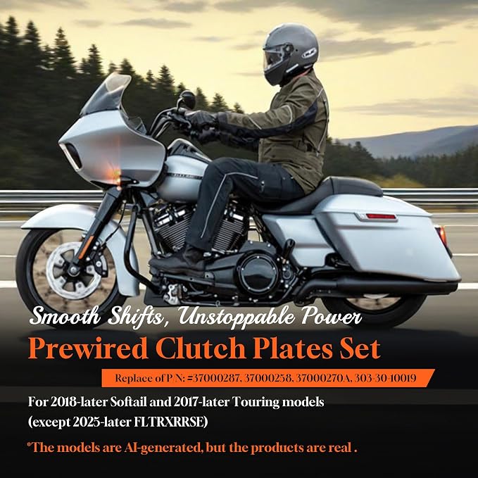 M8 Clutch Plate Kit Friction Steel Plate Set for Harley 2017-up Touring Street Glide FLHX/Road Glide FLTR/Road King FLHR/Electra Glide FLHT & 2018-up Softail Model with Milwaukee 8 Engine