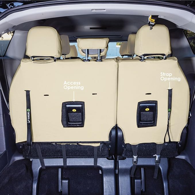 FH Group Custom Fit Car Seat Covers Specifically Made for 2021-2024 Toyota Sienna 7-8 Seater, Faux Leather Automotive Seat Covers - 3rd Row Solid Beige