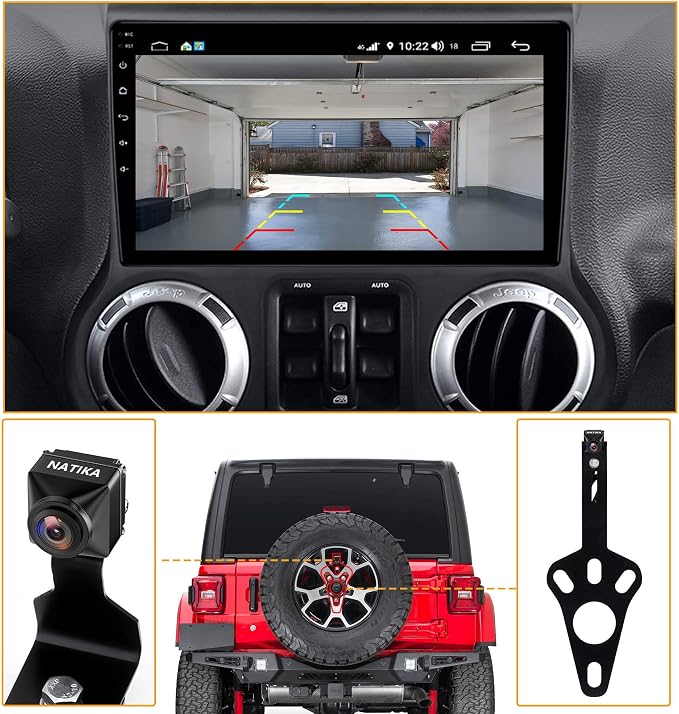 NATIKA Backup Camera for 2007-2018 Jeep Wrangler JK: Starlight Night Vision 720P AHD and TVI Waterproof HD Spare Tire Mount Backup Reverse Rear View Camera for Jeep Wrangler JK 2007-2018